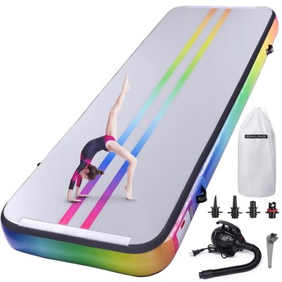 Inflatable Air Gymnastics Mat 10ft 3.3ft 4inch Rainbow Electric Pump ROMELANDS
