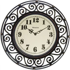 Westclox Wrought Iron Style Bronze Analog Quartz Accuracy 12" Round Wall Clock