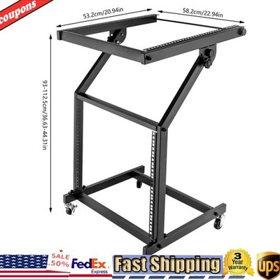9U Rack Mount Mixer Case Stand Studio Equipment Cart Stage Amp DJ Rolling Black