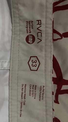 RVCA Danny Fuller Ivory & Red Board Shorts, NEW, Men's Size 33 - Picture 9 of 12