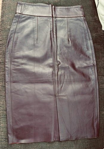 NEW WT SIMONETTA TRAVERSI BURGANDY VERA PELLE PENCIL SKIRT S42 - Picture 12 of 13