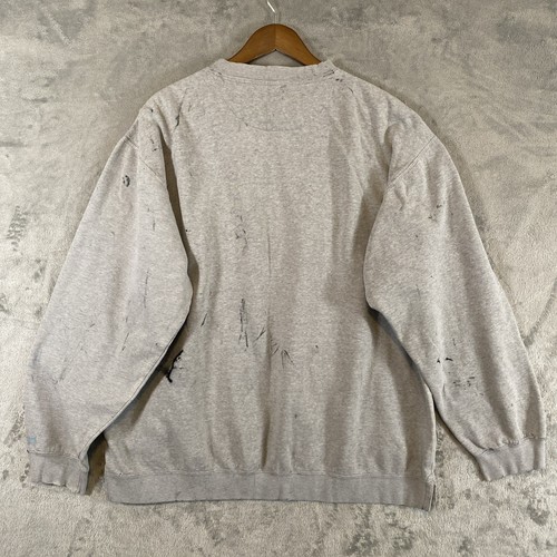 Chaps Ralph Lauren Sweatshirt Men XL Gray USA Flag Distressed Painted Grunge Y2K - Picture 2 of 10