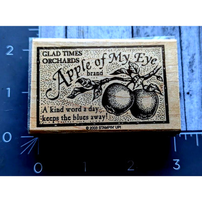 Stampin' Up! Apple Of My Eye Glad Times Blues Away 2003 Rubber Stamp Wood #H91