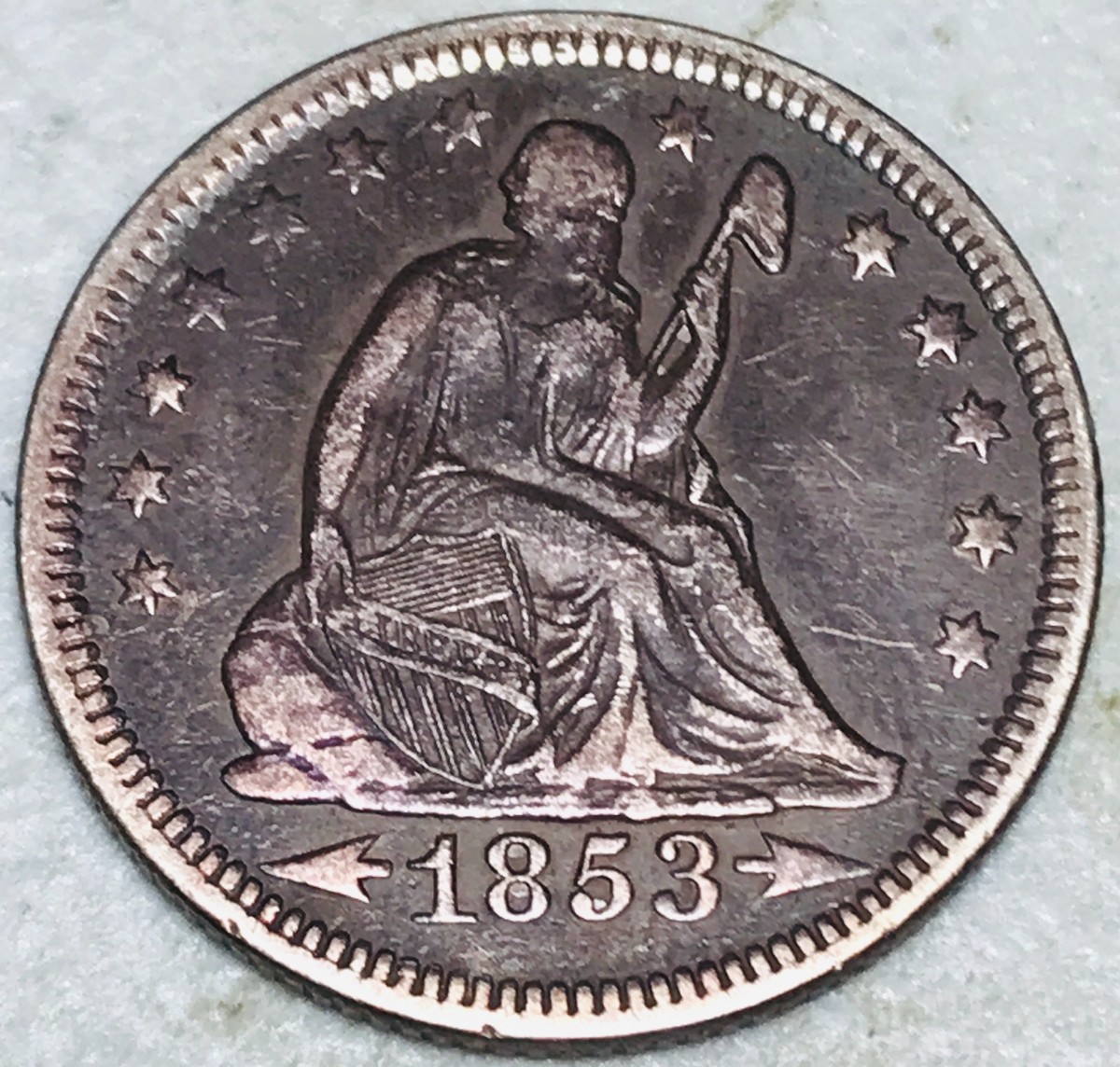 1853 O Seated Liberty Quarter 25C RAYS ARROWS Ungraded Silver US