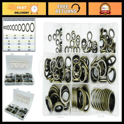#ad 170Pcs Oil Washers Gasket Assortment Kit 10 Sizes for Automotive amp; Pumps $35.99