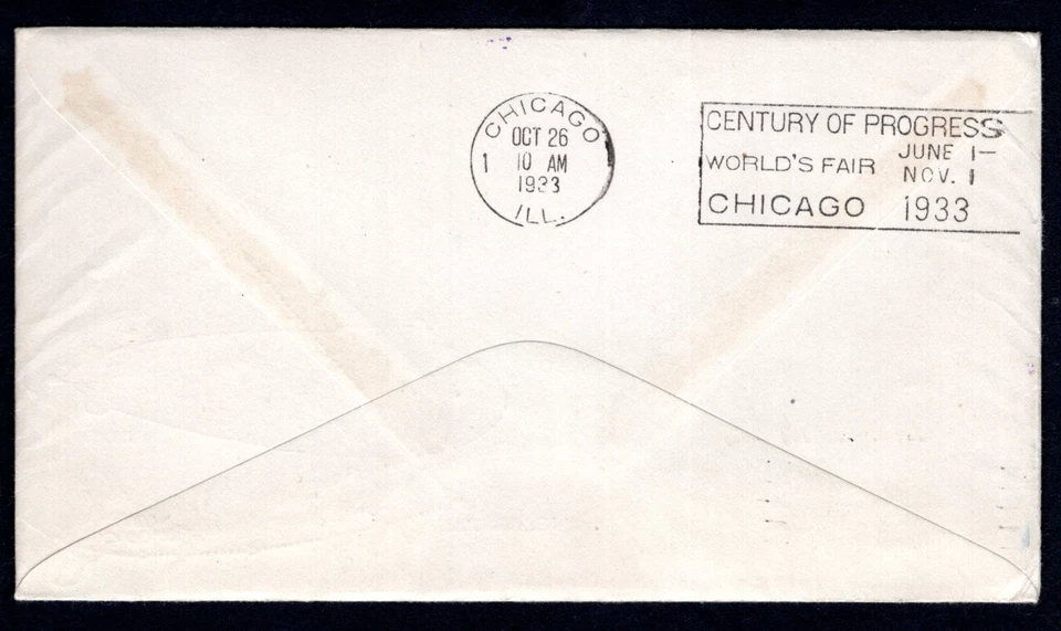 US 1933 GRAF ZEPPELIN FLIGHT AKRON OHIO TO CHICAGO CENTURY OF PROGRESS EXPO. - Image 2 of 2