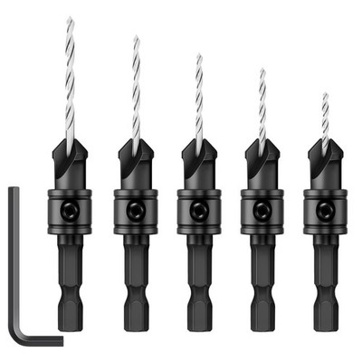 Feanron Countersink Drill Bit Set,5pcs Counterbore Set for Small 