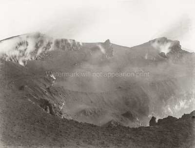 Mount Vesuvius Naples Italy Volcano Eruption Smoke Crater Vtg. Photo 19thC.