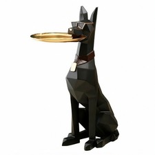 Dog Statue with Tray Decorative Dog Sculpture with Holding Tray Faceted