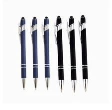 6 Pack Black Ballpoint  Pen with Stylus Tip 2 in 1 Perfect for Office & school