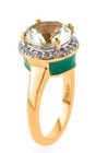 3.75ctw Montezuma Prasiolite & Moissanite Ring Vermeil Plated Silver Size 8 — photo 4