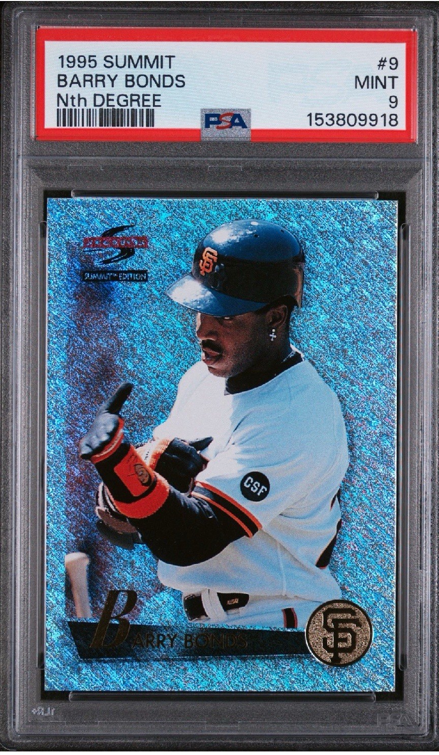 1995 Summit Barry Bonds Nth Degree #9 PSA 9. POP 7 Just 5 Higher. view 1
