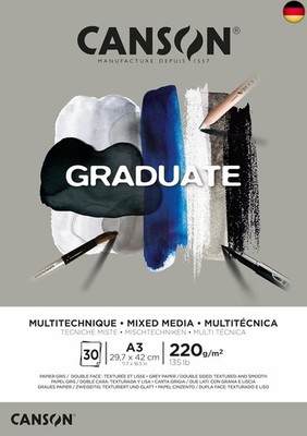 Canson Graduate - C400110372 Mix Media Papier Block, DIN A3, 30 Blatt, 220