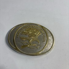 North American Hunting Club Life Member Belt Buckle Gold Silver Vintage