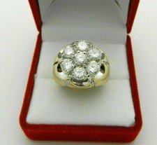 1Ct Lab Created Diamond Men's Engagement Cluster Ring 14k Yellow Gold Plated