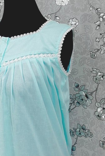 Victorian Cotton Nightgown Sleeveless Ruffle Hem Vintage Style SoieRose SR1141 - Picture 4 of 9