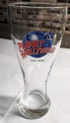 Planet Hollywood New York 8.25  Tall Pilsner Beer Glass Souvenir 1990s Vintage