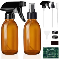 Glass Spray Bottles 4 OZ, Amber Empty Spray Bottle for Essential Oils, Small Gla