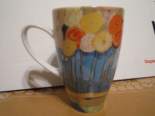 Goebel Rosina Wachtmeister Cat Coffee Mug w Flowers 10oz Signed Made in Germany - Picture 3 of 5