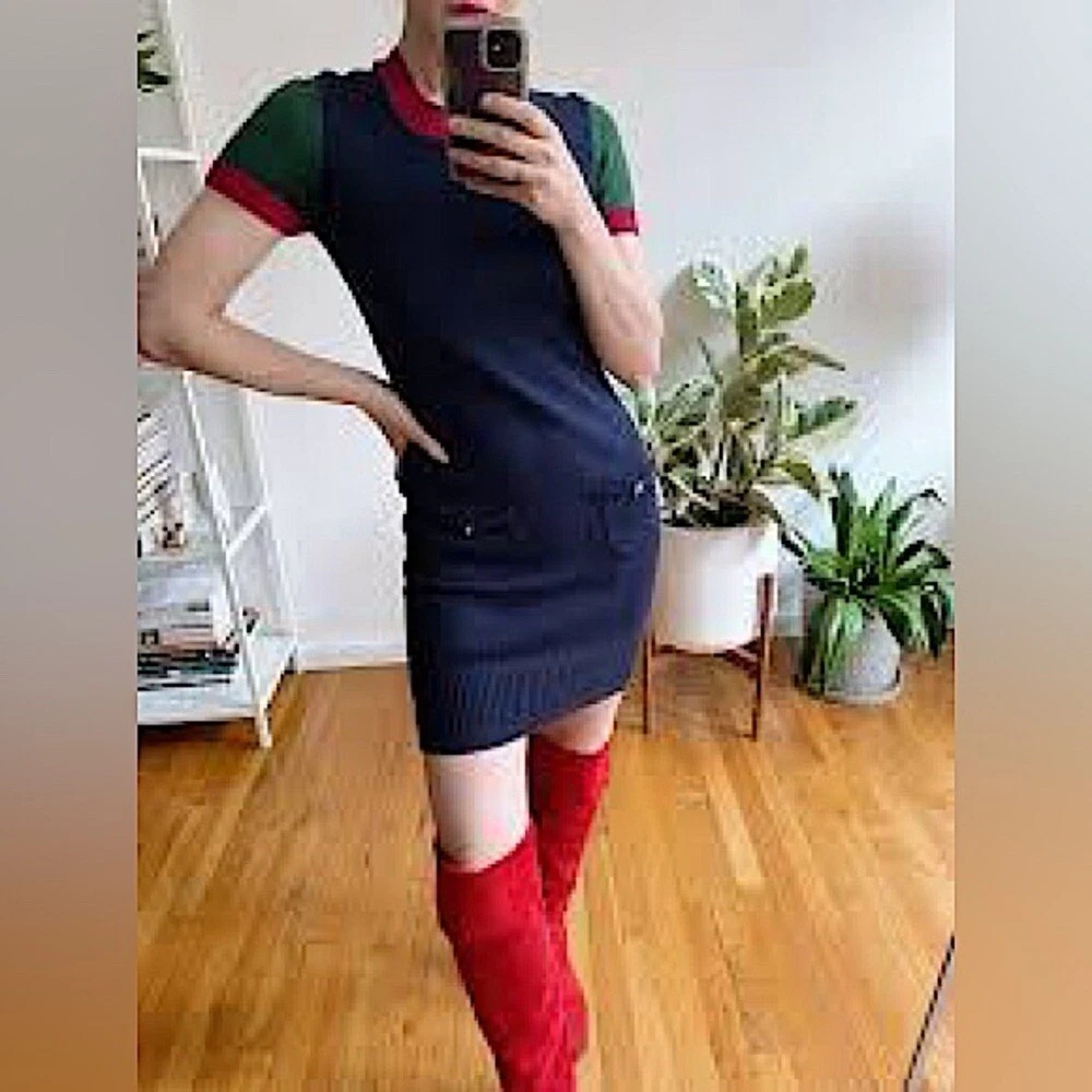 Abito maglione CHANEL di KARL LAGERFELD vintage colore blocco S Taupe (VEDI FOTO)