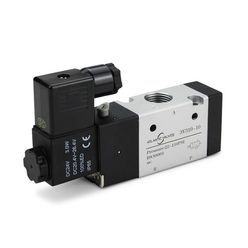 Válvula solenoide neumática de 3/8"" 3 vías, 2 posiciones, bobina de CC de 24 V, retorno de aire - Imagen 2 de 7
