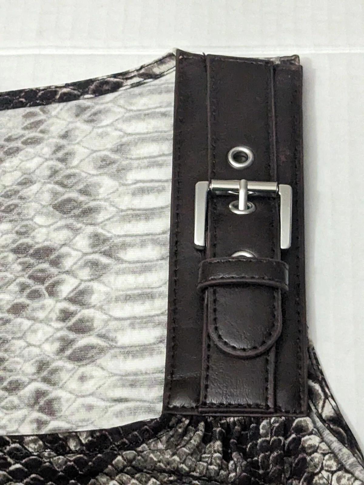 Abito drappeggiato asimmetrico Michael Kors marrone stampa pelle di serpente taglia L