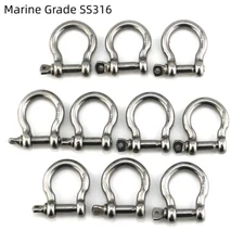 10 Pack 1/5" Mini Shackle D Rings Stainless Steel Small Anchor Rigging Shackle