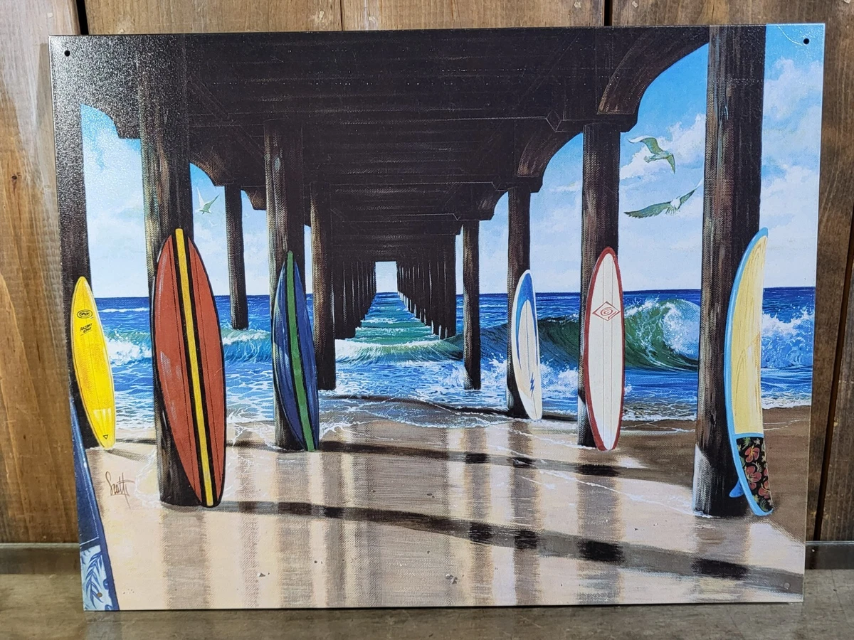 Panneau métallique Gone Surfing Novelty, panneau de surf, panneau de surf en métal, panneau de surfeurs, surfeur, surf en eaux vives, panneau de surf. - France