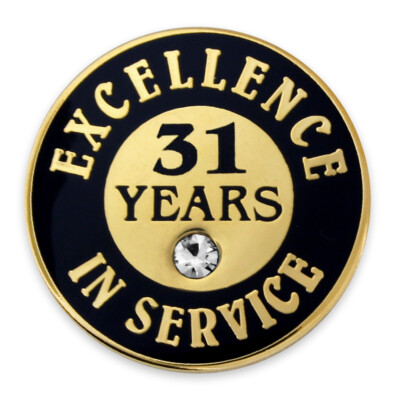 PinMart's Gold Plated Excellence in Service 31 Year Anniversary Award Lapel Pin