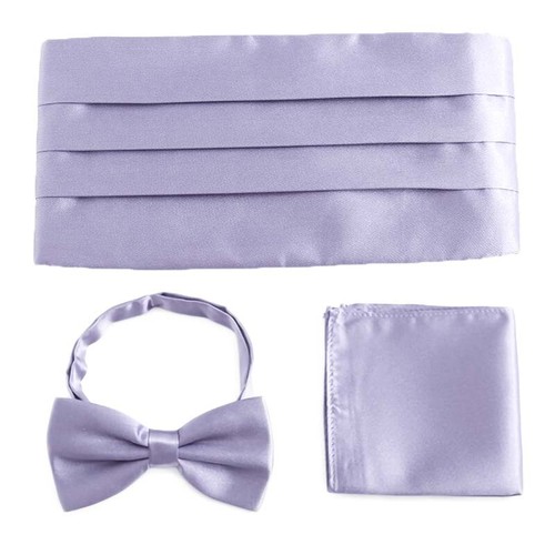 Men's Formal Adjustable Cummerbund Bow Tie Hanky Set Wedding Prom Tuxedo Suit - Picture 22 of 30