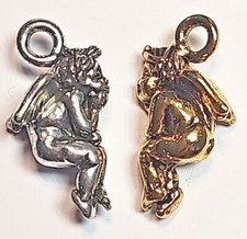 2 Pcs. Sitting Angel Pendants Charms Cast Fine Pewter 10mmL x 23mmW x 5mmD