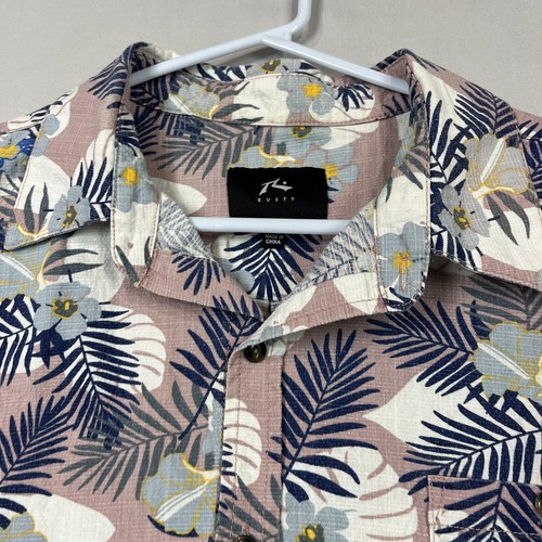 Rusty Button Up Shirt Floral Casual Cotton Blend Party Mens Medium M - Picture 3 of 9