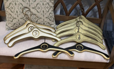 Set Of 10 Vintage Hollywood Regency MCM Wooden Clothes Hangers Monogrammed S