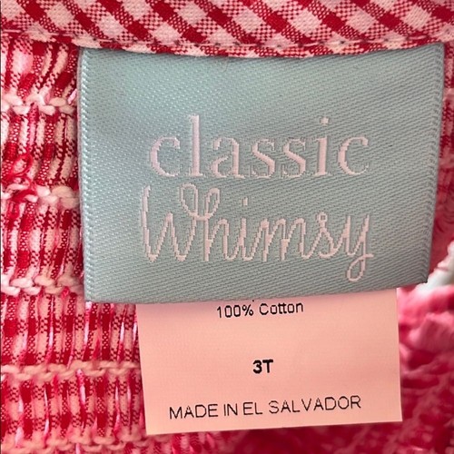 Classic Whimsy Strawberry Smocked Red Check Gingham Kids Dress 100% Cotton - Picture 9 of 9