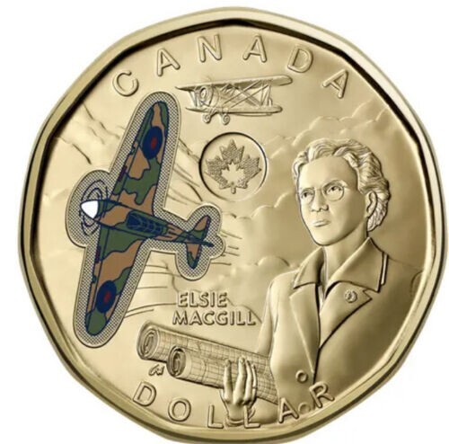 2023 Canada $1 One dollar Loonie Elsie MacGill Coloured MINT BU UNC - Picture 2 of 2