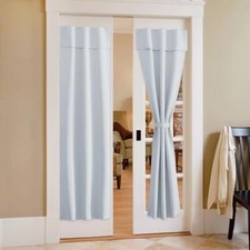 French Door Curtains for Door Window, Self Adhesive W26" x L72" Greyish White