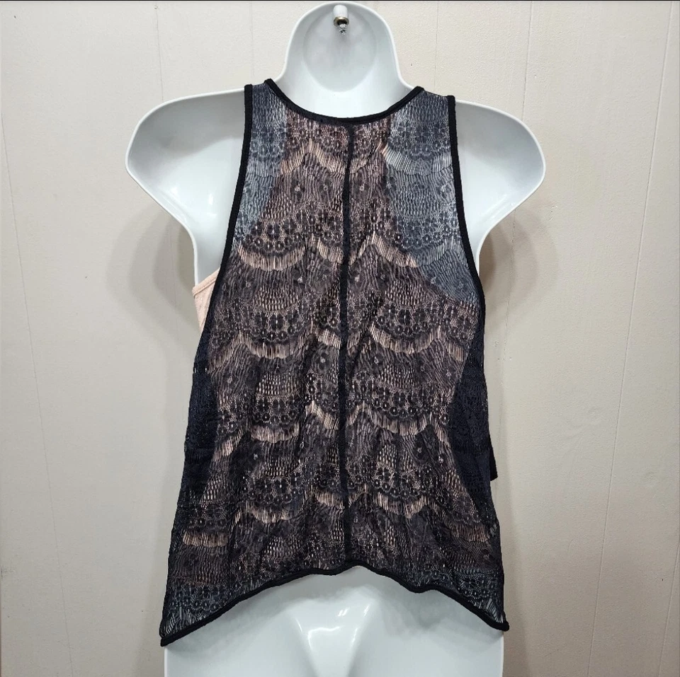 Camiseta sin mangas Kirra XS en capas negra rosa informal sin mangas verano B558 Foto 4 de 4