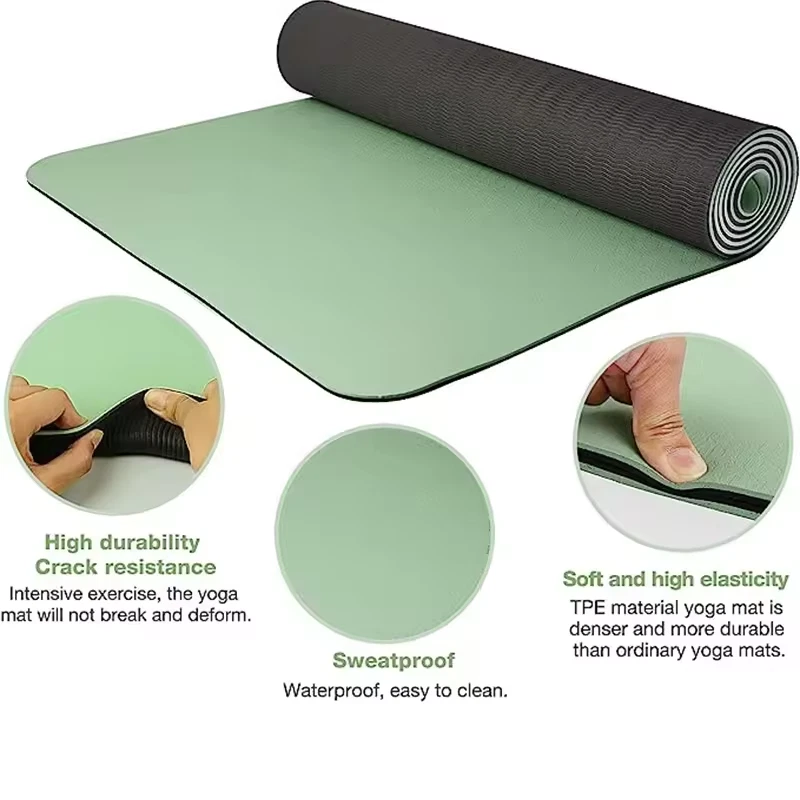 Thick Non-Slip TPE Yoga Mat 180x57cm 2-Color Eco Pad for Home Gym Fitness Pilate - Image 3 of 4