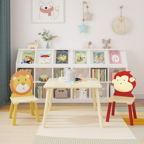 Kids Table and 2 Chairs Set, 3 Pieces Toddler Wooden Activity Play Table Set - 第 2/16 張圖片