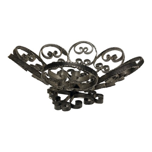 VINTAGE METAL SPANISH REVIVAL BASKET PEDESTAL BOWL FILIGREE MCM MEDITERREAN - Picture 4 of 5