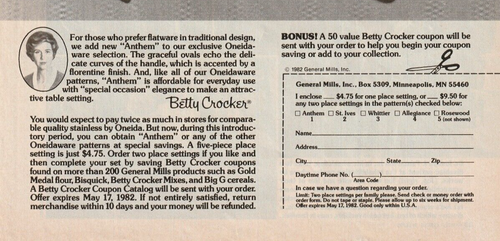 Betty Crocker, Anthem, St.Ives, Whittier, Allegiance flatware, 1882 Printed Ad - Picture 8 of 8