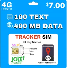 $7 Jolt Mobile AT&T Tracker SIM Card for Kids Pet Car GPS Tracking 5G 4G LTE 