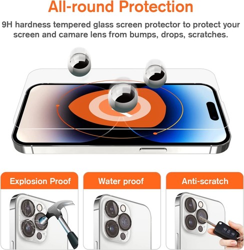 For iPhone 14 Plus 13 12 11 Pro Max Leather Case Cover + Screen & Lens Protector - Picture 9 of 37