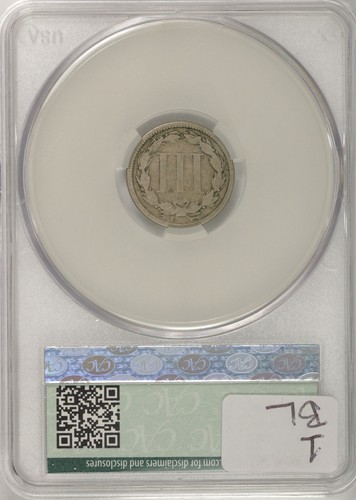 Tres centavos de níquel 1866. CACG AG3. BLZ001BL - Imagen 2 de 2