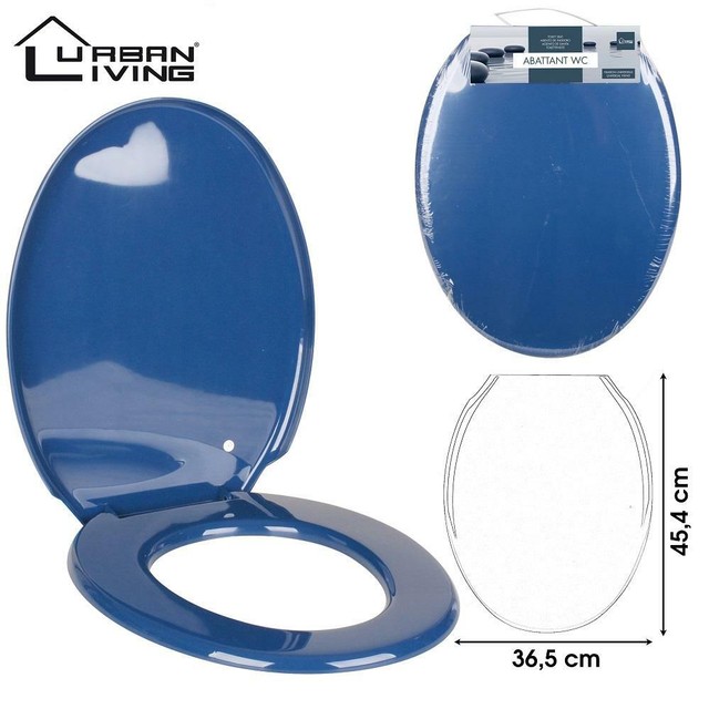 Plastic Universal Toilet WC Seat With Cover Bath Room Navy Blue for