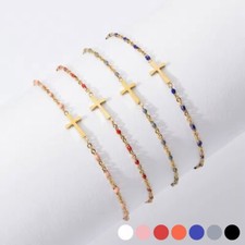 Christian Cross Easter Basket Stuffers Stainless Steel Gift Womens Girl Bracelet