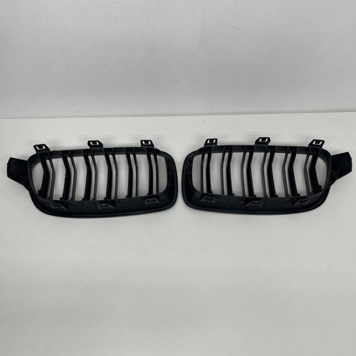2012-19 BMW 3 Series 4-Door Matte Black Front Pair Of Kidney Grille Inserts - Picture 13 of 20