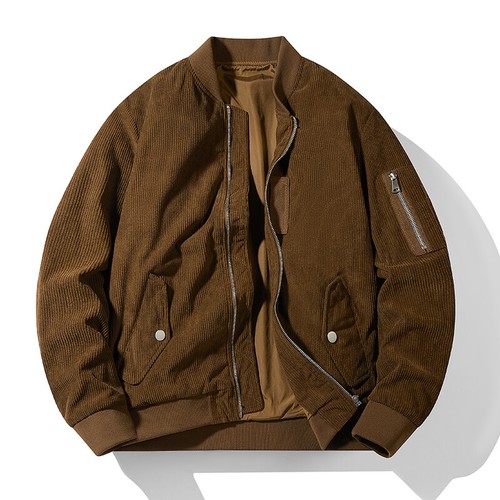 Men's Corduroy Bomber Jacket Vintage Pilot Coat Windproof Fall 2023 Sizes XS-XL