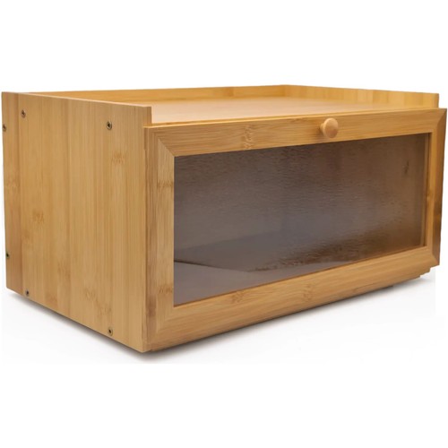 Cubo de pan rectangular de madera de bambú de una sola capa para almacenamiento de alimentos - Imagen 8 de 9