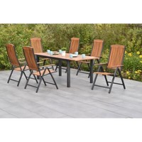 Merxx GartenmöBel Athos Set 7Tlg. 6 Klappsessel+1 Ausziehtisch 180 (250) X100 Cm